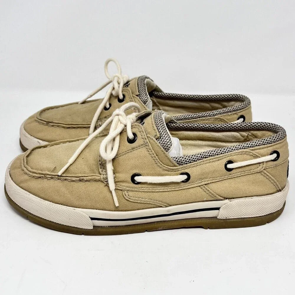 Ocean Pacific OP Spinnaker Deck Boat Tan Shoes Sz 7.5 Style OP1782A Canvas Prep